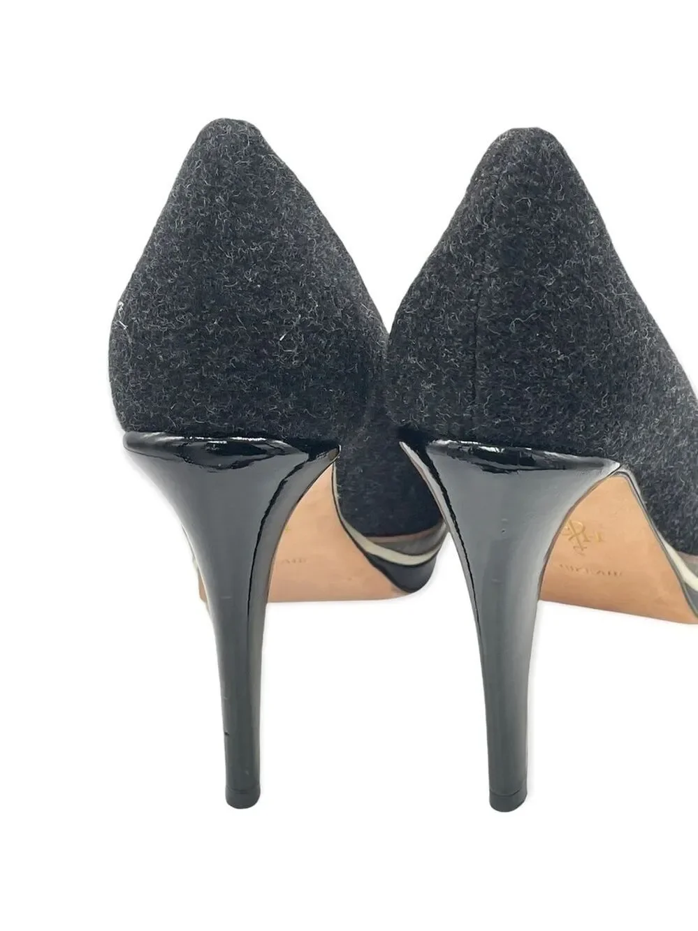 Cole Haan Double Platform Chelsea Wool Felt Pump Black Gray 6B